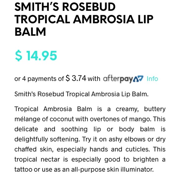 Rosebud perfume co Smith’s tropical lip balm - Picture 2 of 2